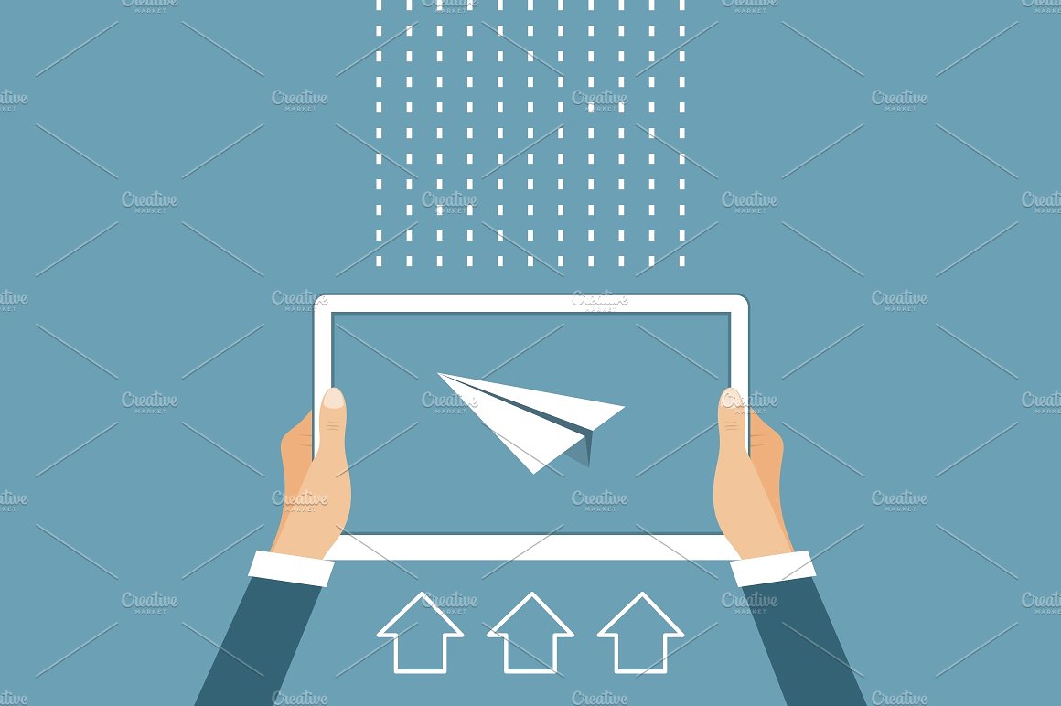 手持平板电脑插画 Tablet in hands插图