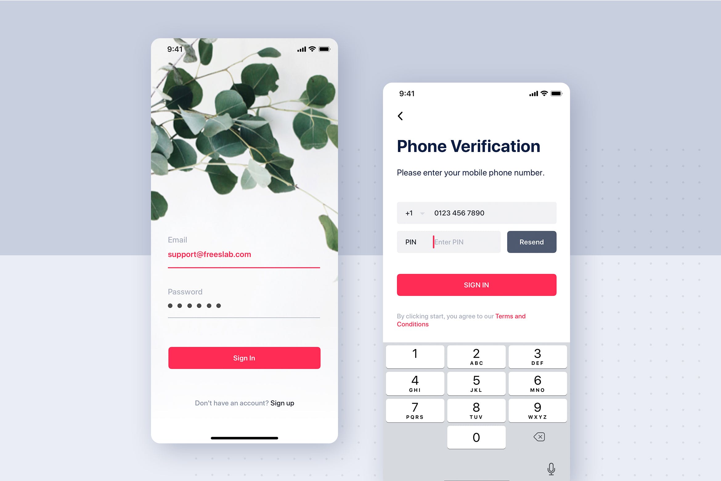 APP手机短信验证码登录界面SKETCH模板 Sign In Interface template for Sketch插图