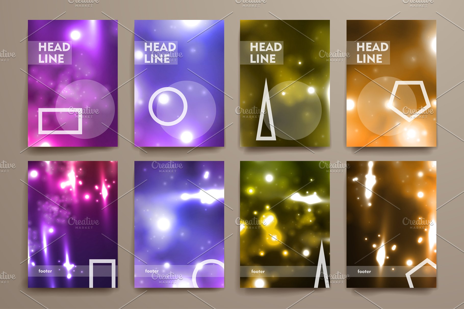 荧光斑驳光点背景画册模板 Set of Abstract Brochures插图(1)