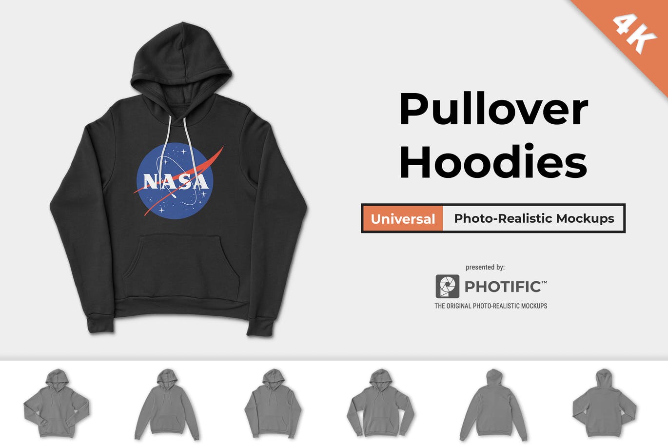 连帽卫衣胸前印花图案设计预览样机素材库精选 Pullover Hoodie Sweatshirt Mockups插图