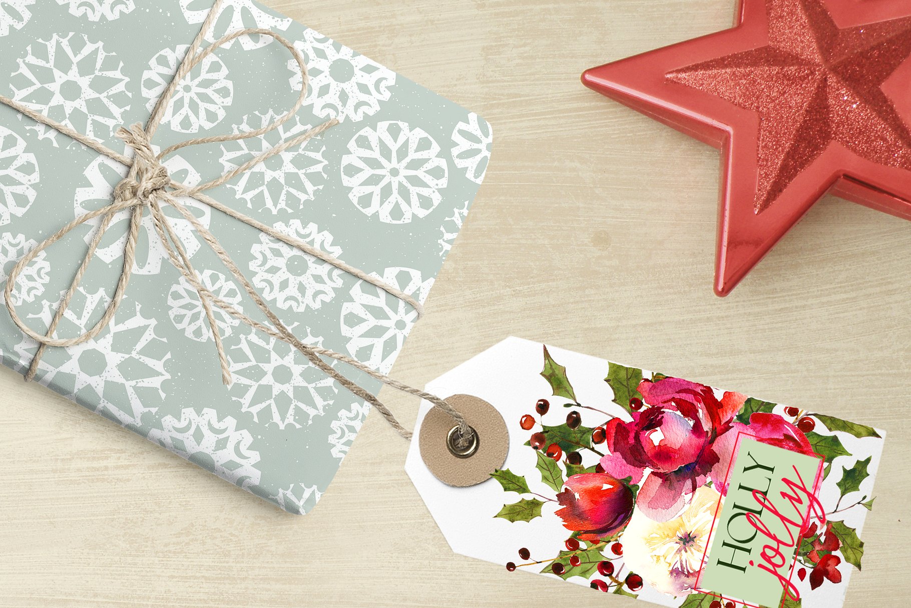 圣诞水彩剪辑集（一堆圣诞元素） Holly Steams Christmas Watercolors插图(19)