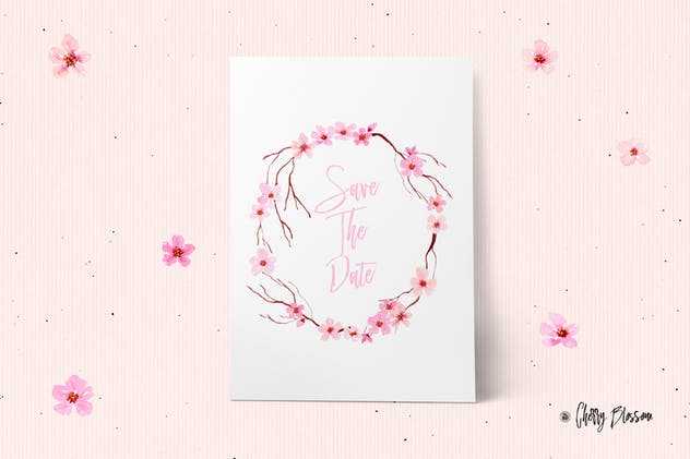 樱花水彩手绘插画设计素材 Cherry Blossom Flowers插图(4)