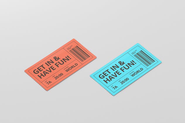 活动门票/电影票/优惠券样机模板 Event Ticket Mockup插图(1)