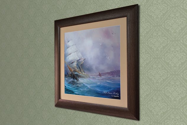 复古艺术作品画框样机 Perspective Frame Mockups插图(4)