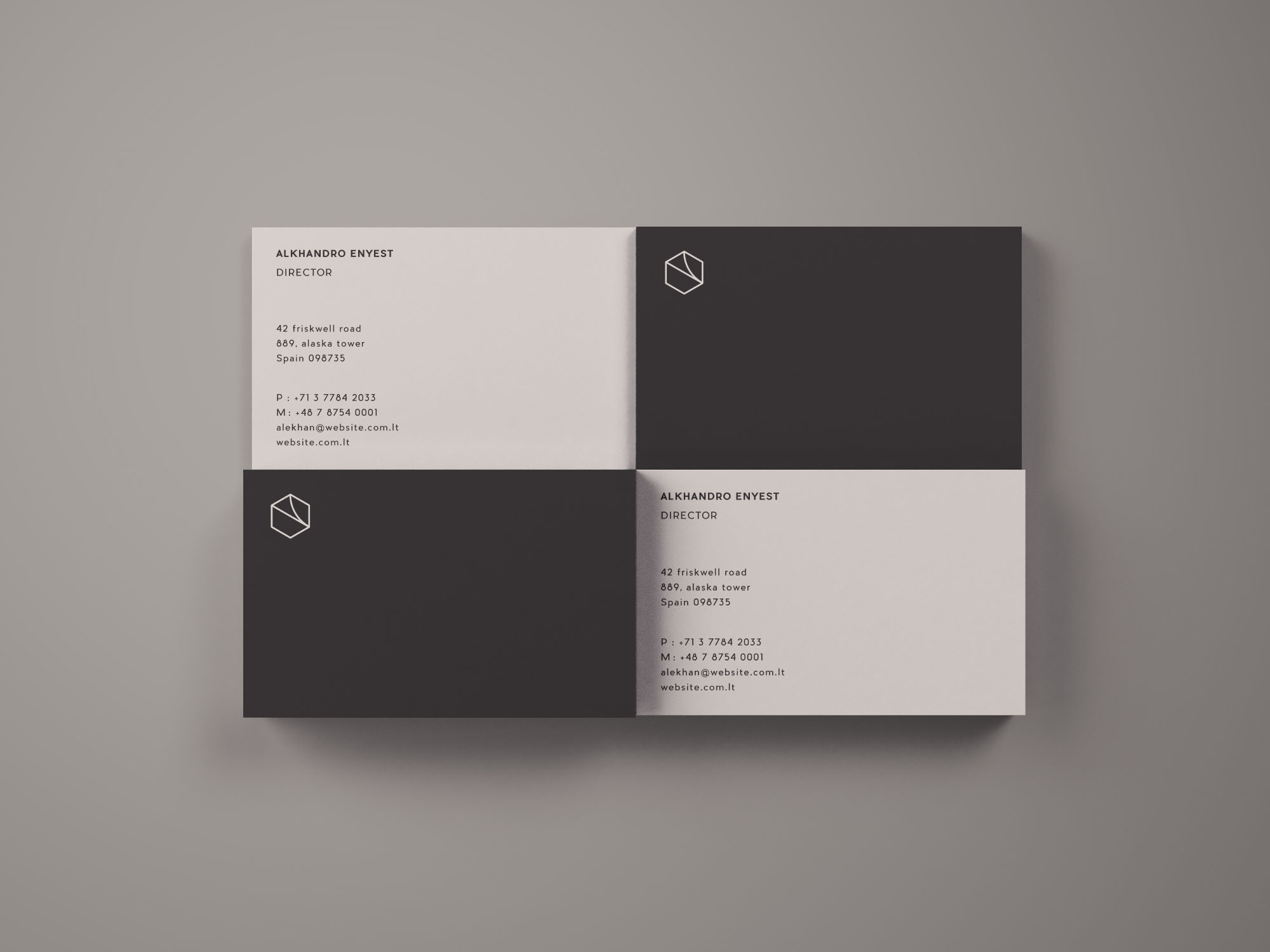 名片设计俯视图样机模板 Business Cards Mockup Top View插图