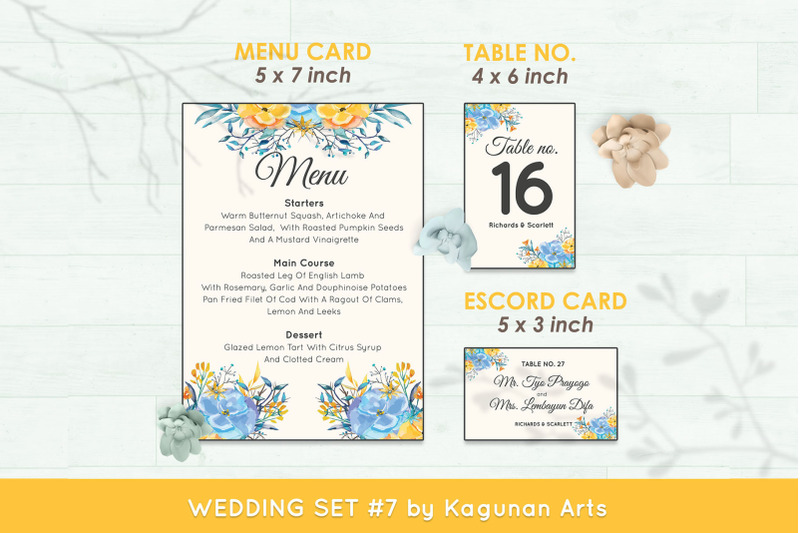 手绘水彩花卉风格婚礼邀请函套装插图(5)