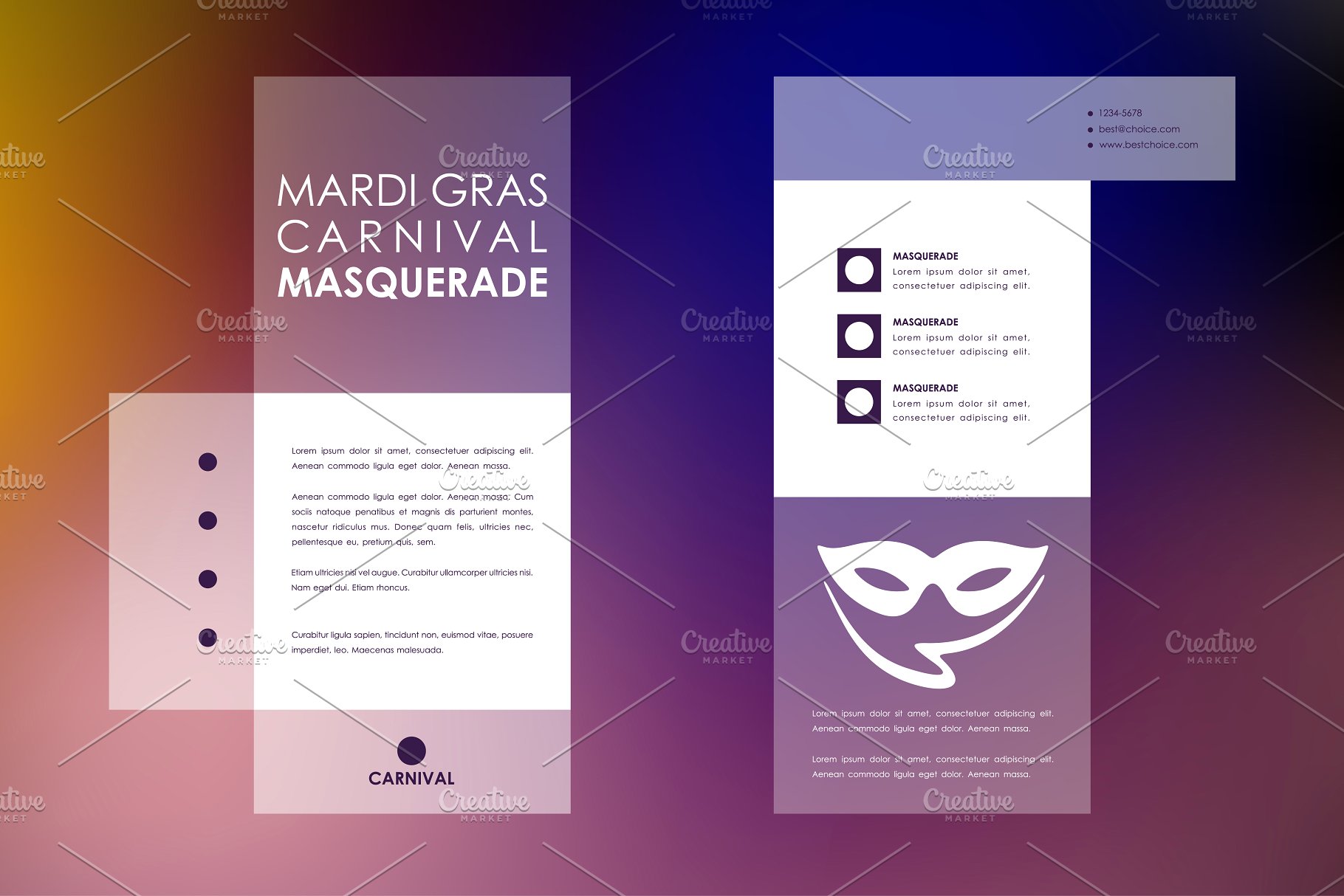 美国狂欢节主题小册子模板 Mardi Gras Brochures插图(2)