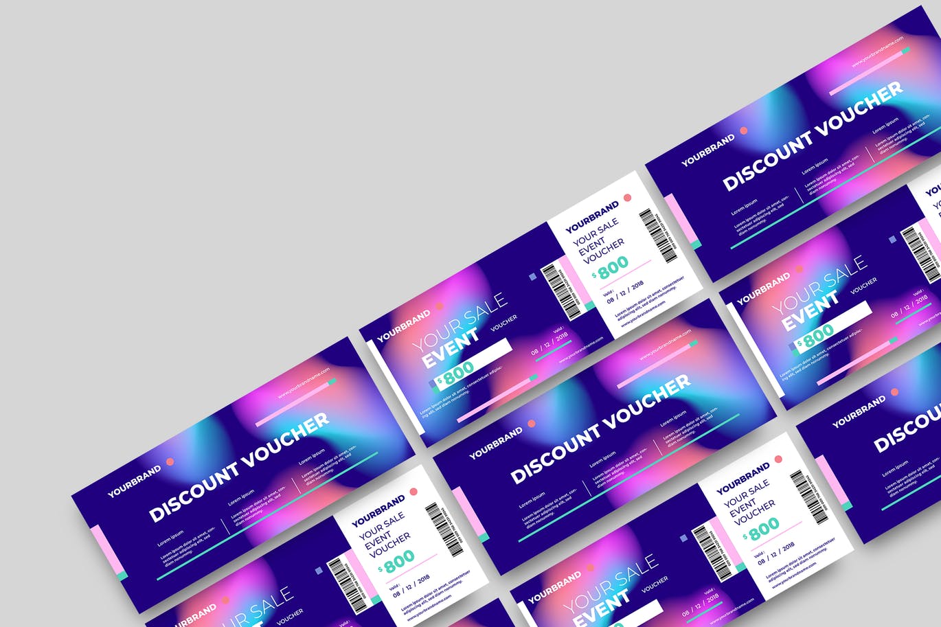 时尚高端简约多用途的新年圣诞节打折促销sale礼品券入场券门票设计矢量模板-9插图