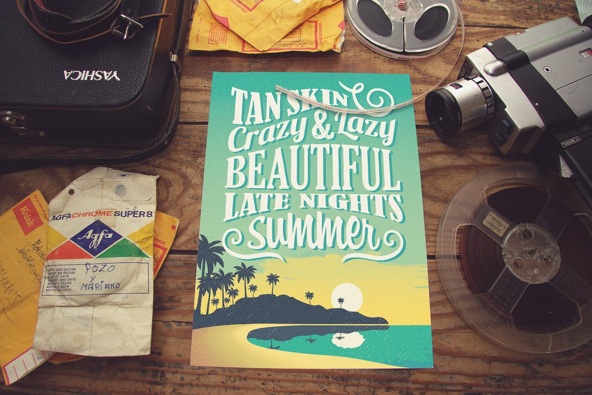 复古风格电影海报设计模板素材 Film Poster Mockup插图