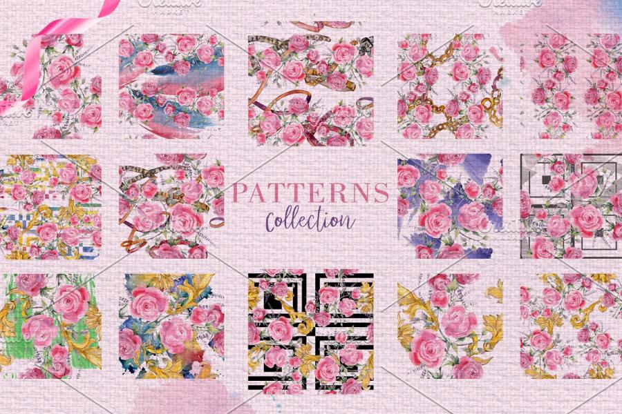 玫瑰&薰衣草花卉剪贴画素材合集插图(1)