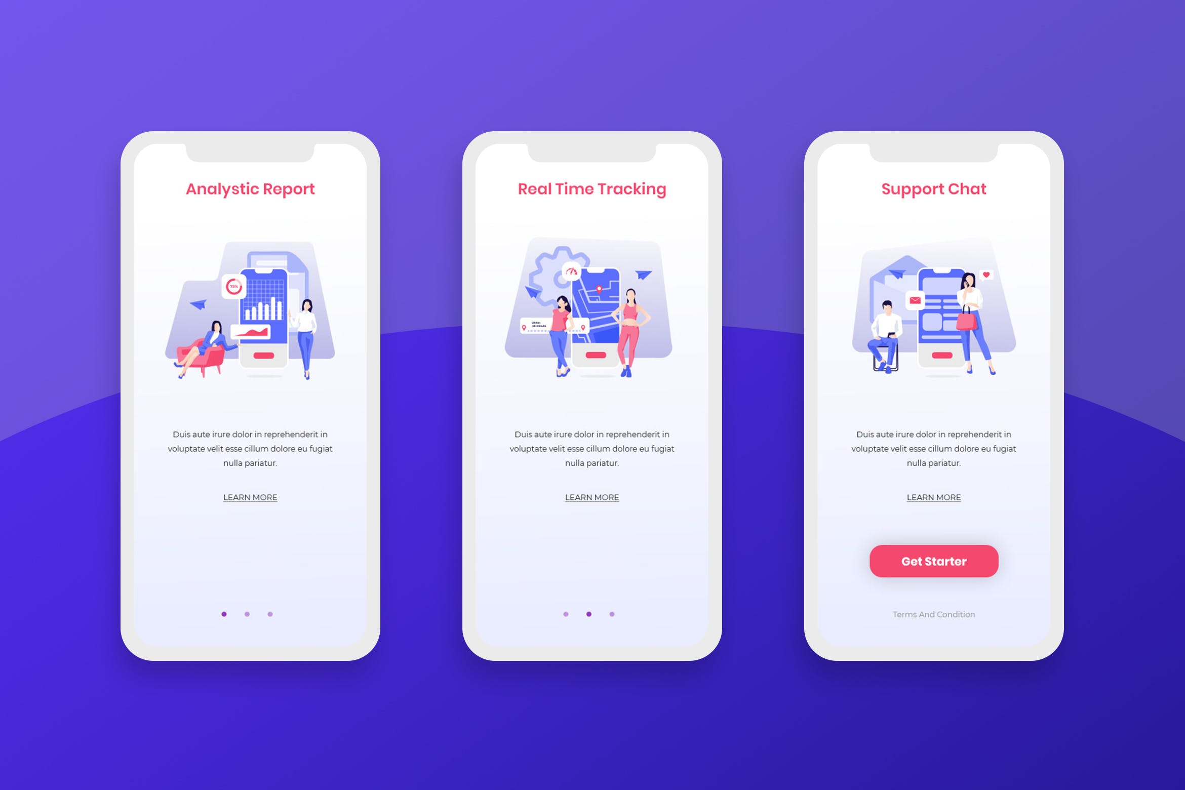 数据跟踪分析应用APP启动页设计模板 Onboarding Screens Mobile App插图