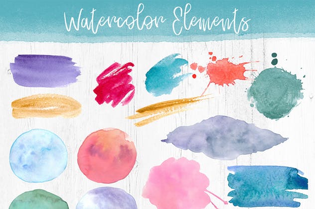 水彩设计元素&水彩风格Logo设计模板 Watercolor Pack. Textures and logos插图(3)