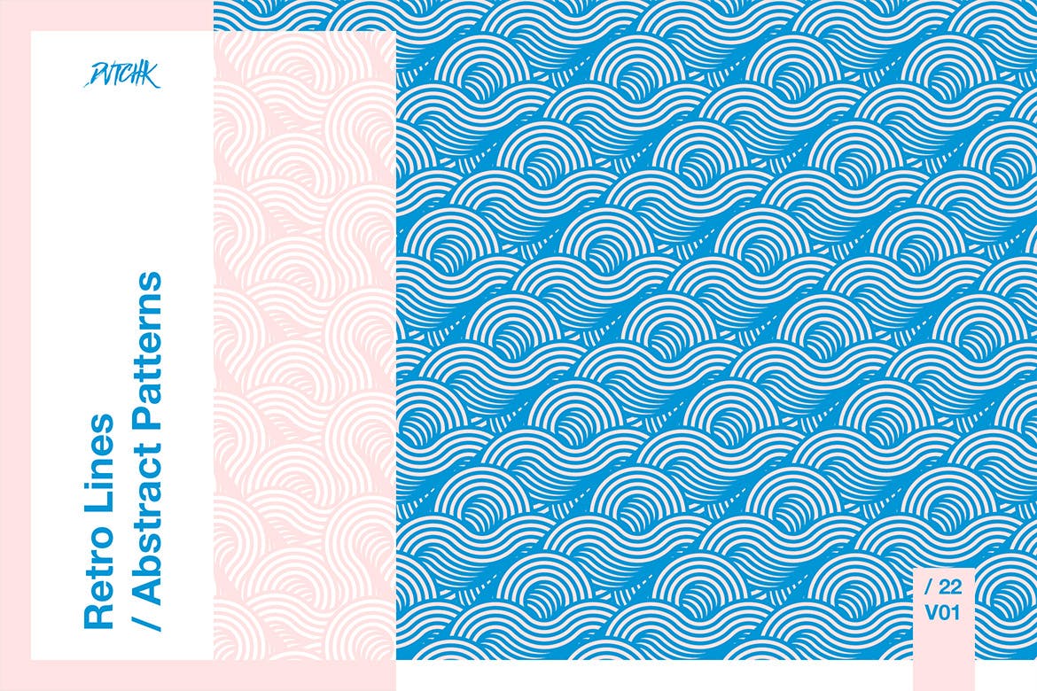 复古线条/抽象图案/波纹矢量背景素材v01 Retro Lines / Abstract Patterns / V01插图(2)