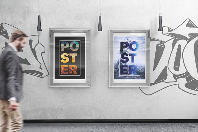 3D展厅橱窗广告海报样机 Poster Mockups插图(8)