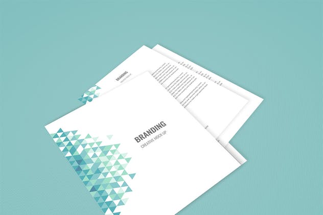 企业品牌办公用品样机模板 Branding Identity Mock Up – Teal Tirangles插图(4)