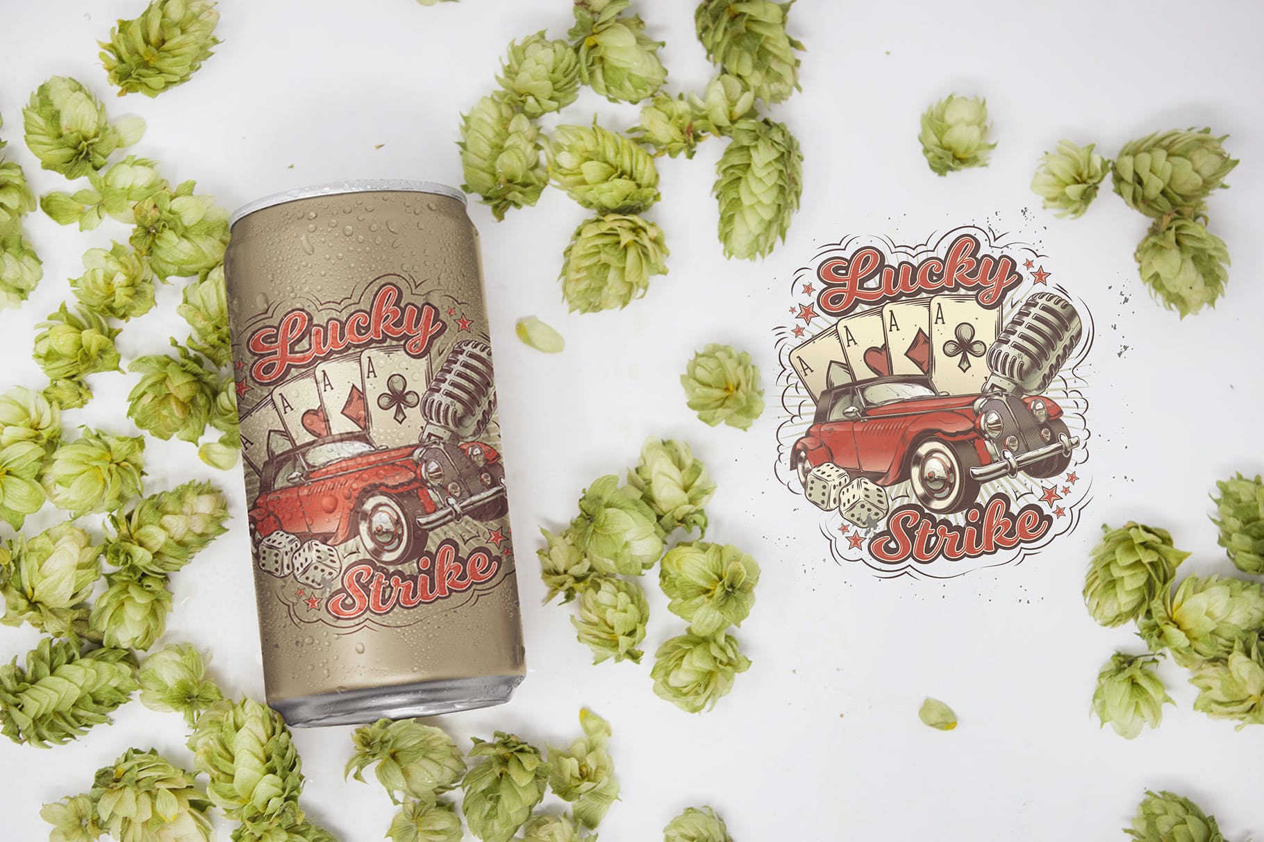 10盎司啤酒罐易拉罐外观设计效果图俯视图素材库精选 10oz Beer Can Mockup插图(2)