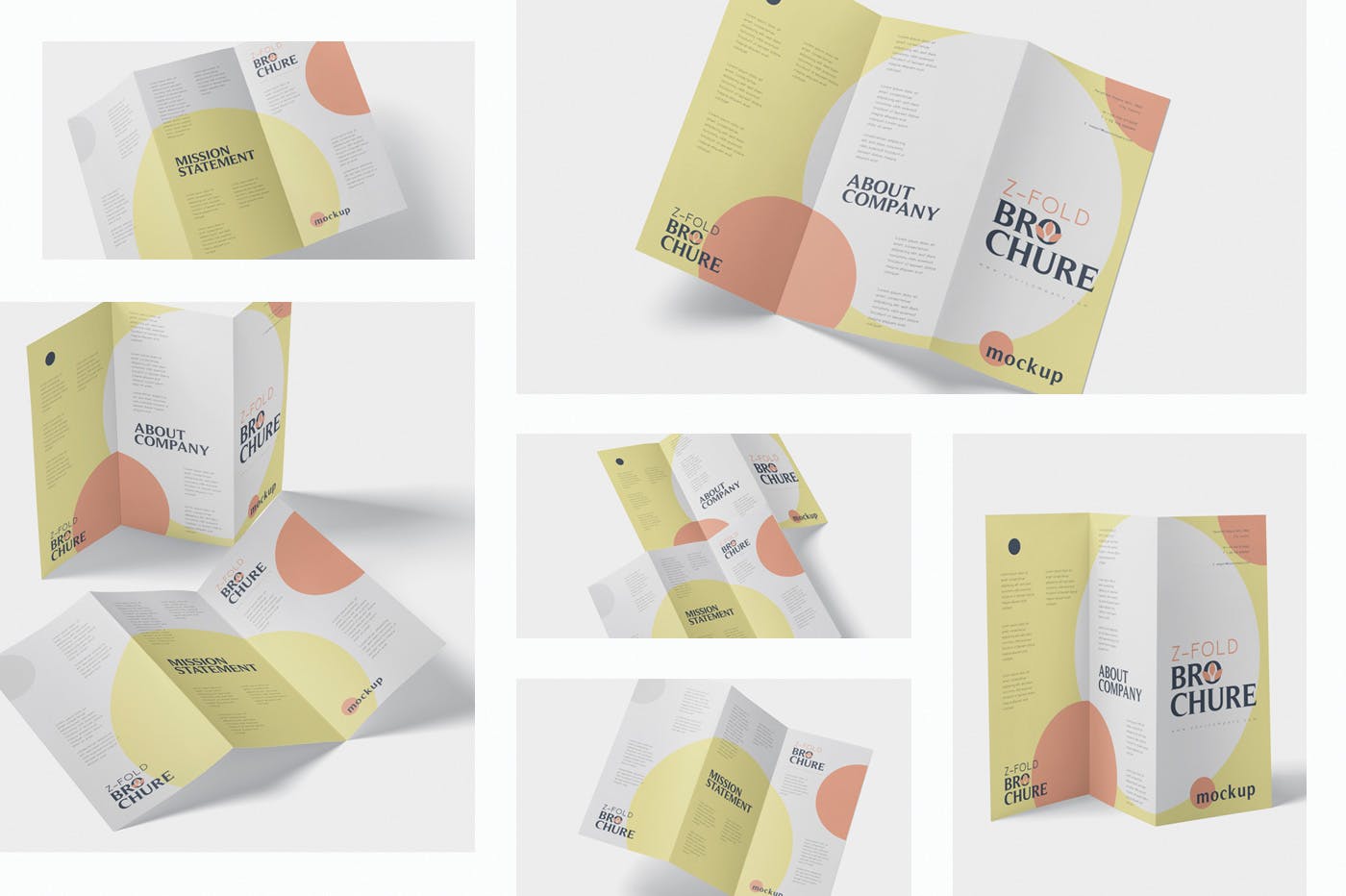 三折页设计风格企业传单/宣传单设计图样机素材库精选 DL Z-Fold Brochure Mockup – 99 x 210 mm Size插图(1)