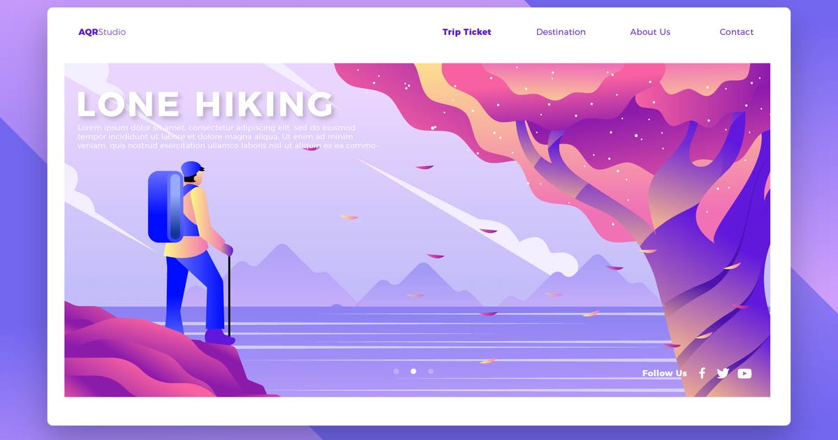 远足徒步旅行者概念插画网站Banner＆着陆页模板 Hiker – Banner & Landing Page插图