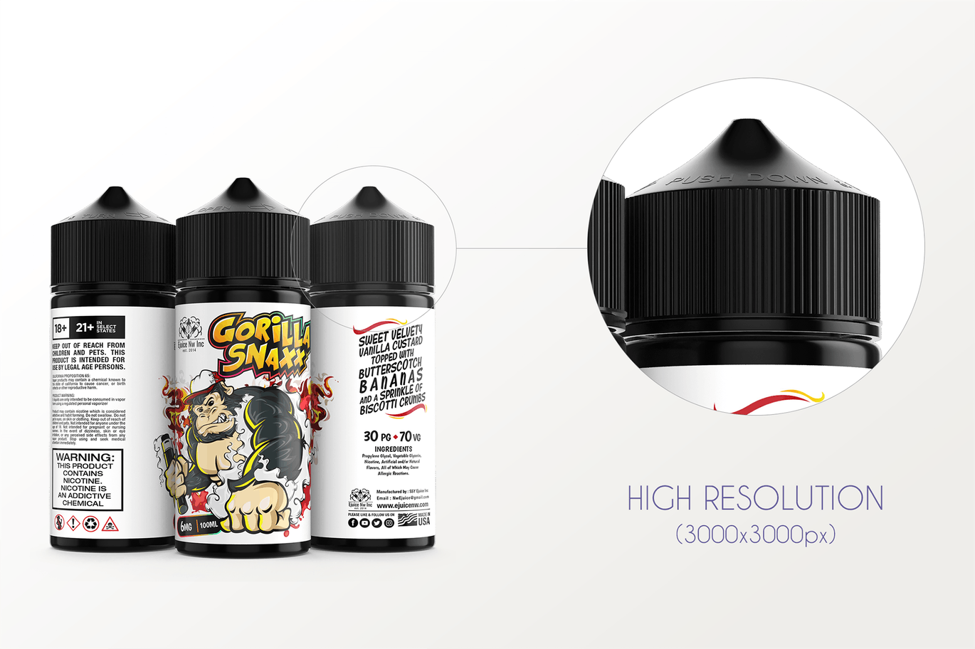 果味型电子烟烟油瓶外观设计模板 eLiquid Bottle Mockup v 100ml-B插图(5)