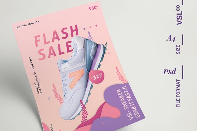 运动鞋单品发布海报设计模板 Sneakers Poster插图(1)