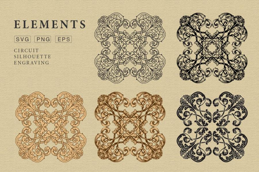 华丽复古页面装饰元素矢量插画插图(5)