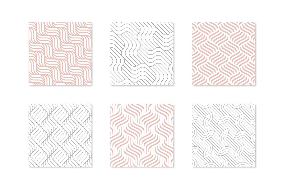 几何无缝波纹图案纹理 Rippled Seamless Patterns Bundle v.1插图(4)