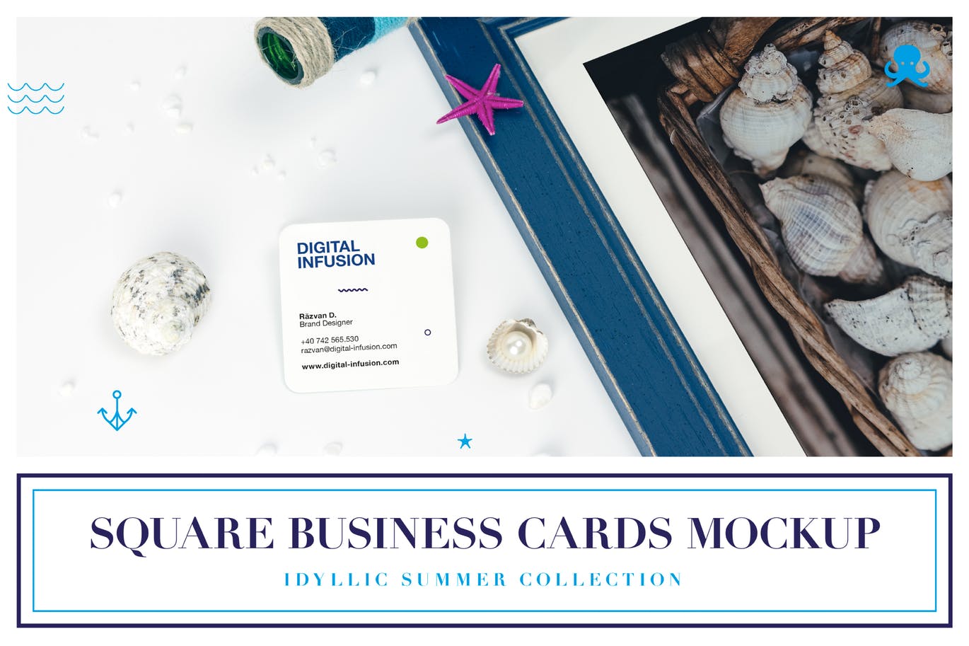 可爱清新的方形名片卡片VI样机展示模型mockups插图(2)