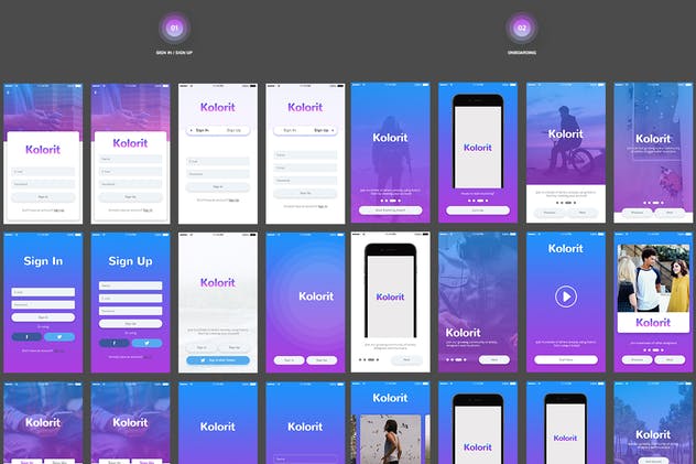 时尚社交应用 UI 套件 Kolorit Mobile UI Kit插图(4)