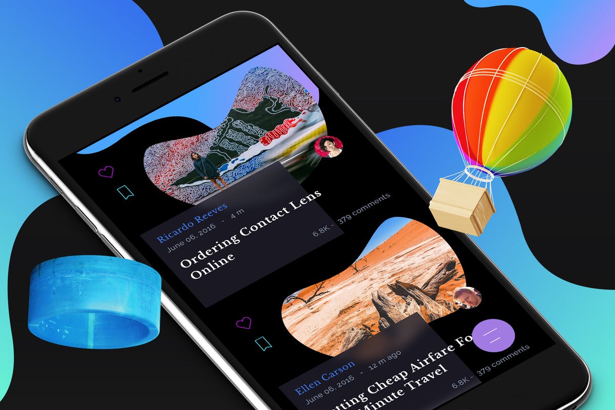 博客新闻资讯类手机APP设计UI套件6 Blog 6 Mobile Ui插图