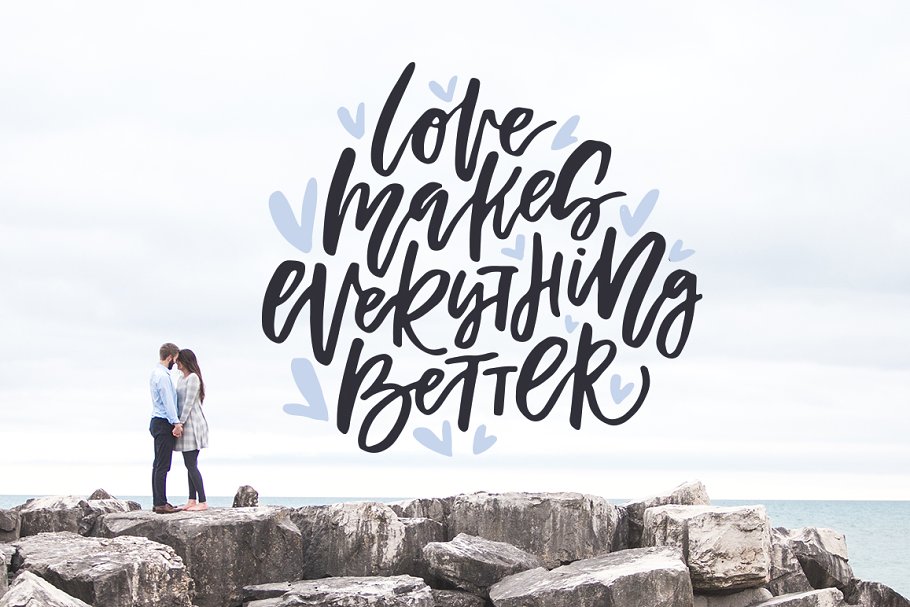 110个手写风格情人节浪漫祝福语插画 Valentine’s Day Lettering Pack插图(9)