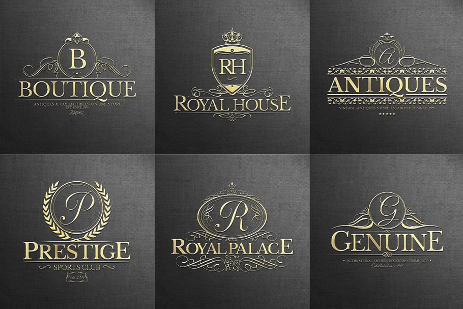 纹章风格Logo模板v1 Heraldic Crest Logos Vol.1插图(1)