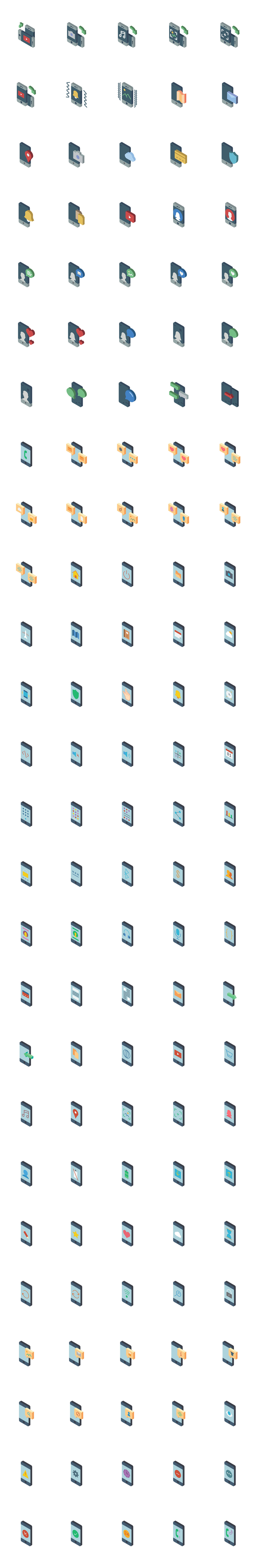 140 枚手机功能轴测图标