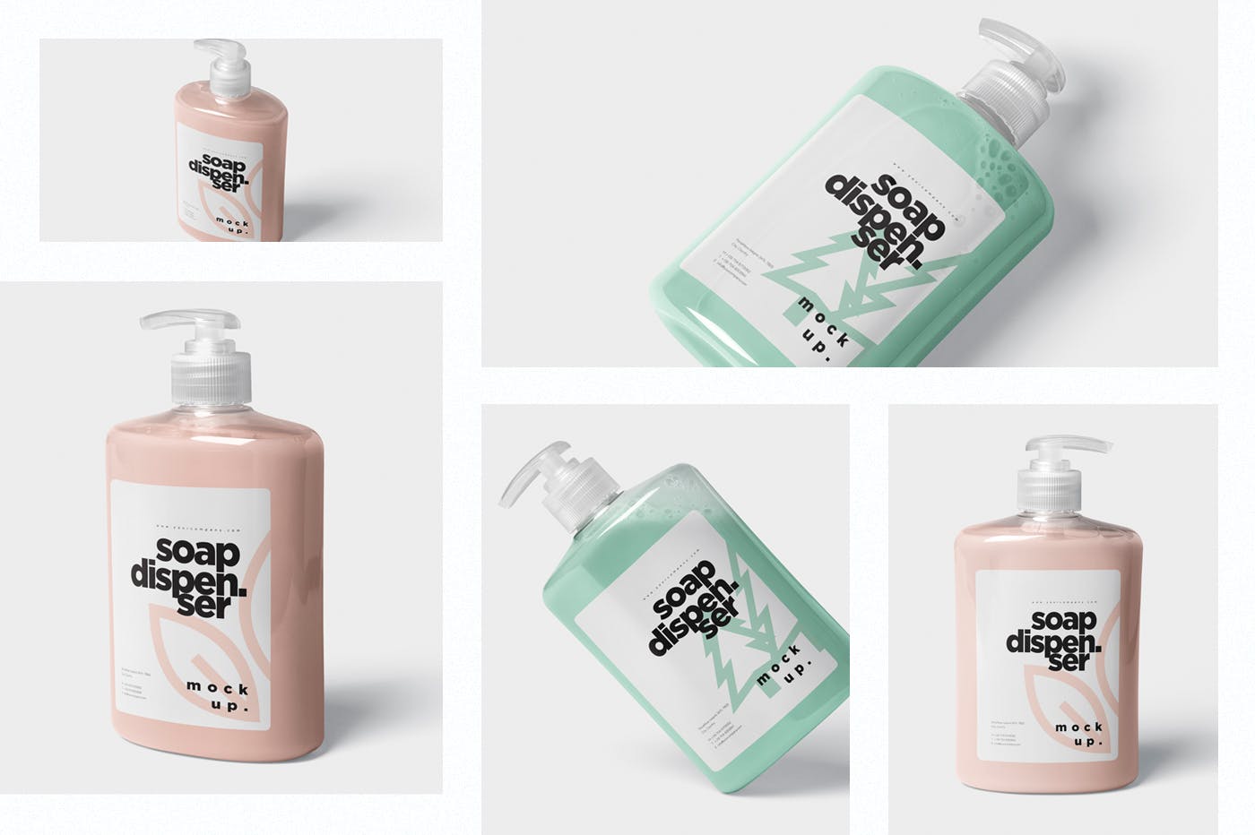 洗发水/沐浴露按压式瓶子外观设计图样机模板 Soap Dispenser Mockup Rectangle Shape插图(1)