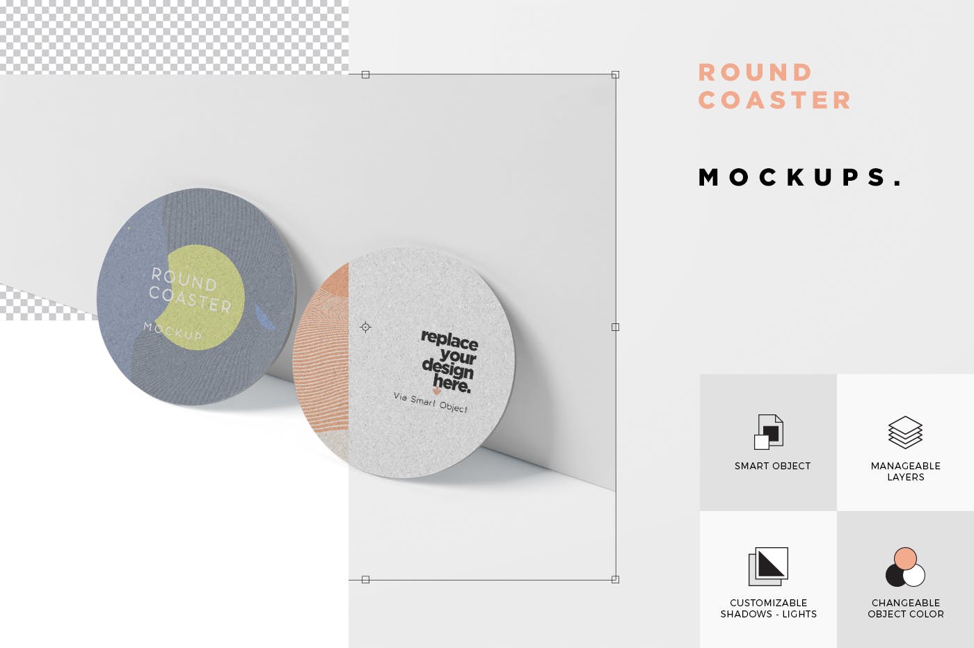 圆形杯垫图案设计效果图素材库精选 Round Coaster Mock-Up – Medium Size插图(5)