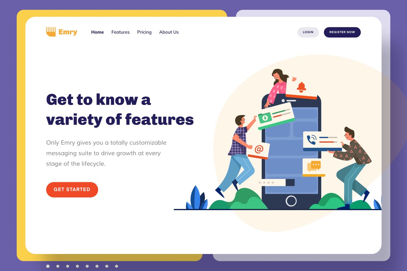 产品服务特点主题网站设计矢量插画 Emry – Feature Header插图