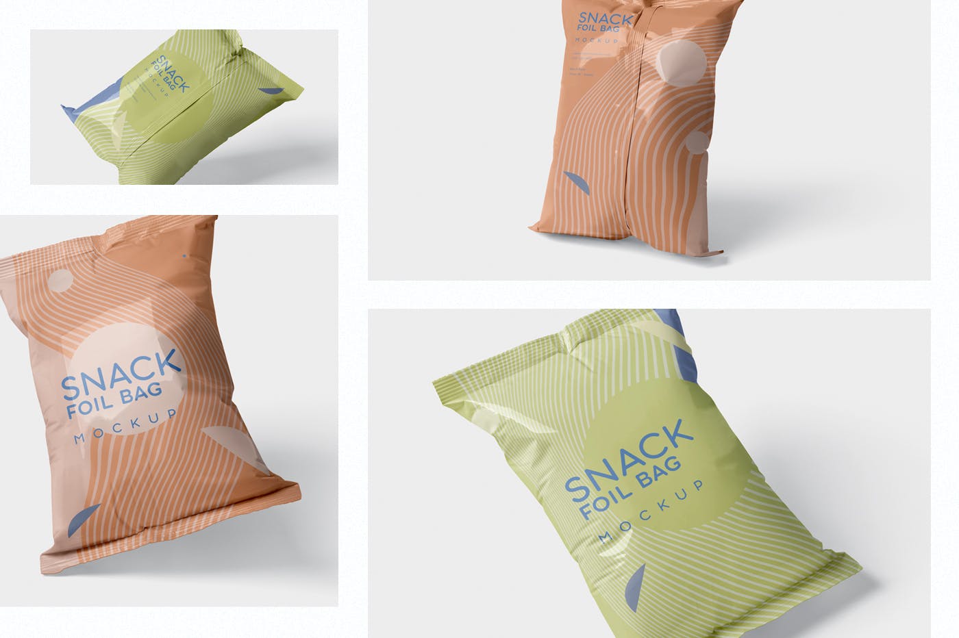 小吃零食铝箔袋/塑料包装袋设计图素材库精选 Snack Foil Bag Mockup – Plastic插图(1)