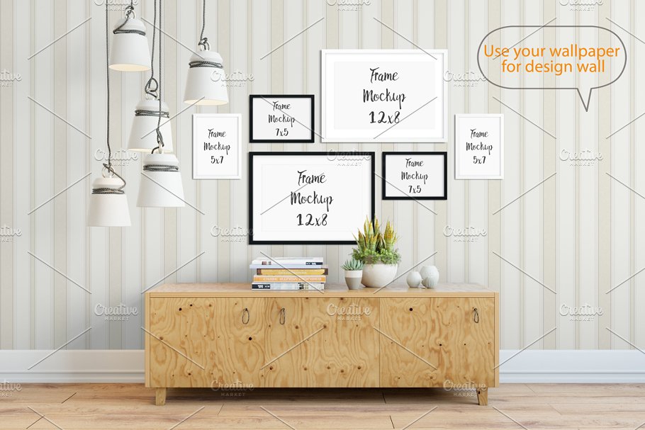 相框画框&墙纸墙漆展示样机 Interior Frame & Wall Mockup – 04插图(3)