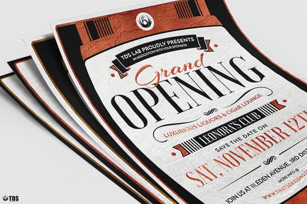 复古风格盛大周年庆典开幕海报传单模板 Grand Opening Flyer Template插图(5)