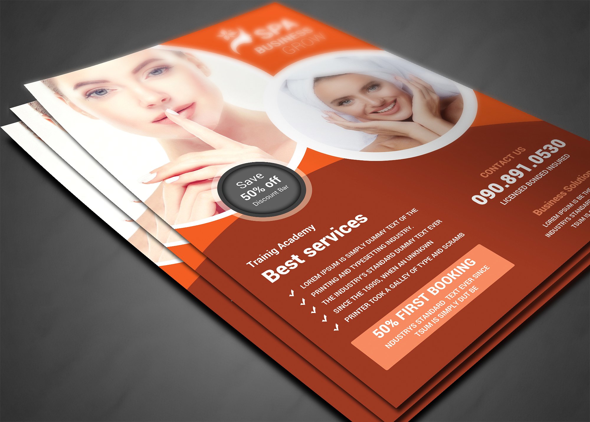 美容护肤品牌宣传海报模板 SPA Beauty Flyer Template插图(2)