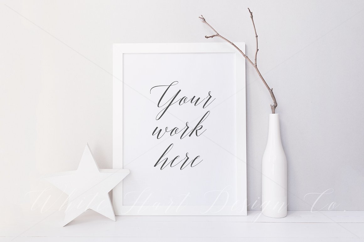 极简白色长方体相框样机模板 Styled frame mock up – 8528插图