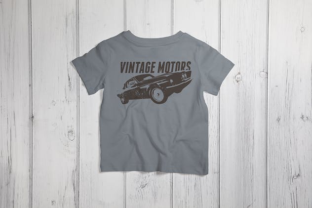 儿童版圆领T恤服饰印花设计样机素材 Crew Neck T-shirt Mock-up Kids Version插图(4)