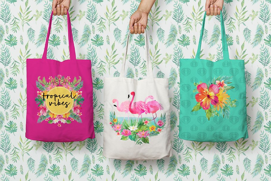 火烈鸟/热带植物水彩素材 Watercolour Clipart Set – Tropics插图(6)