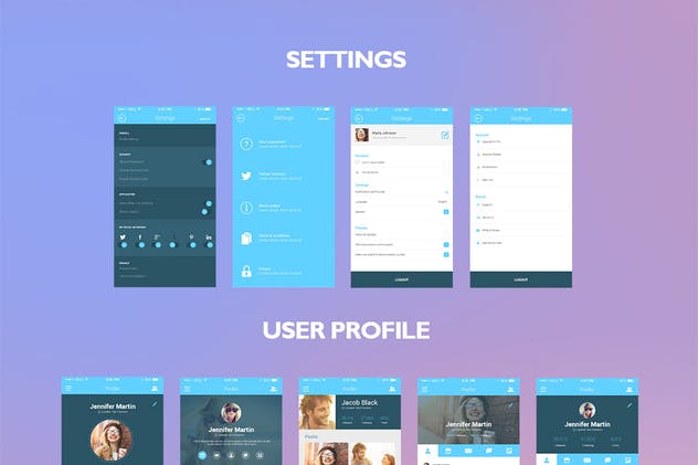 简约风社交媒体APP UI套件 Zippy UI Kit插图(5)