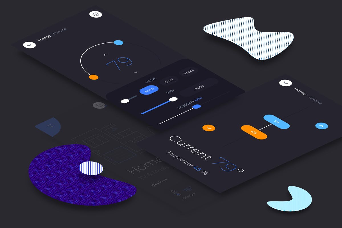 智能家居APP应用状态界面设计模板 Smart Home Climate 2 Mobile Ui v.2插图
