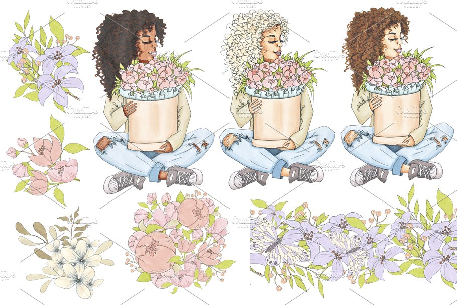 春季情调水彩插画合集 Spring Mood Design Kit插图(3)