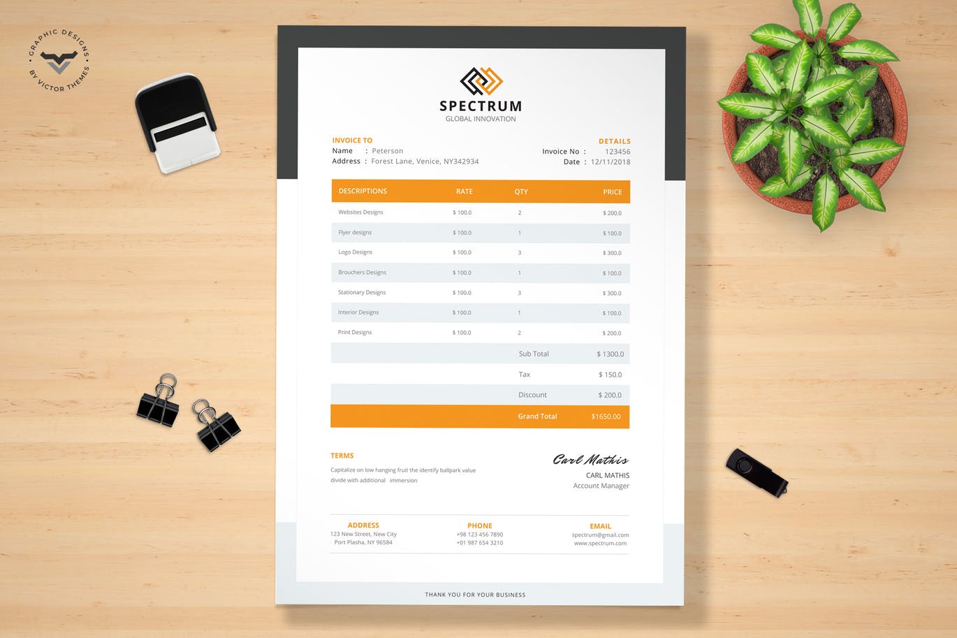 时尚高端专业的发票海报宣传单DM表格设计模板插图