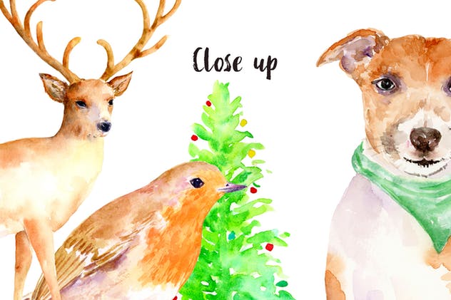 水彩圣诞节主题剪贴画合集 Watercolor Christmas Bundle插图(4)