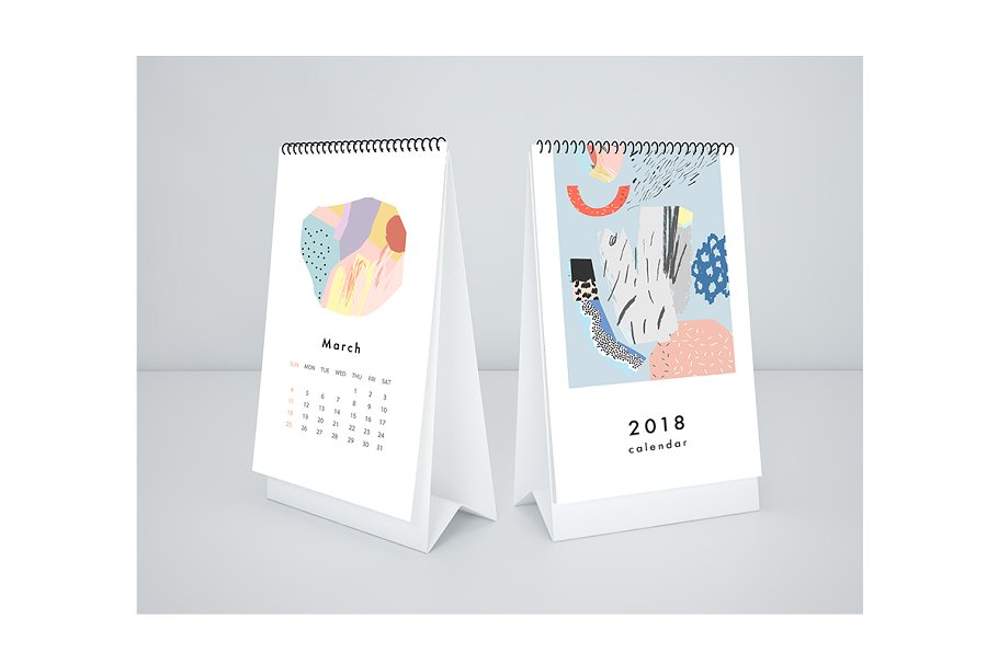 彩色涂鸦印象派日历年历模板 2018 CALENDARS set插图(10)