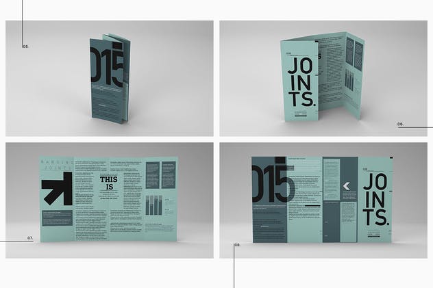 折页小册子传单样机模板 Gate Fold Roll Brochure Mockup插图(3)