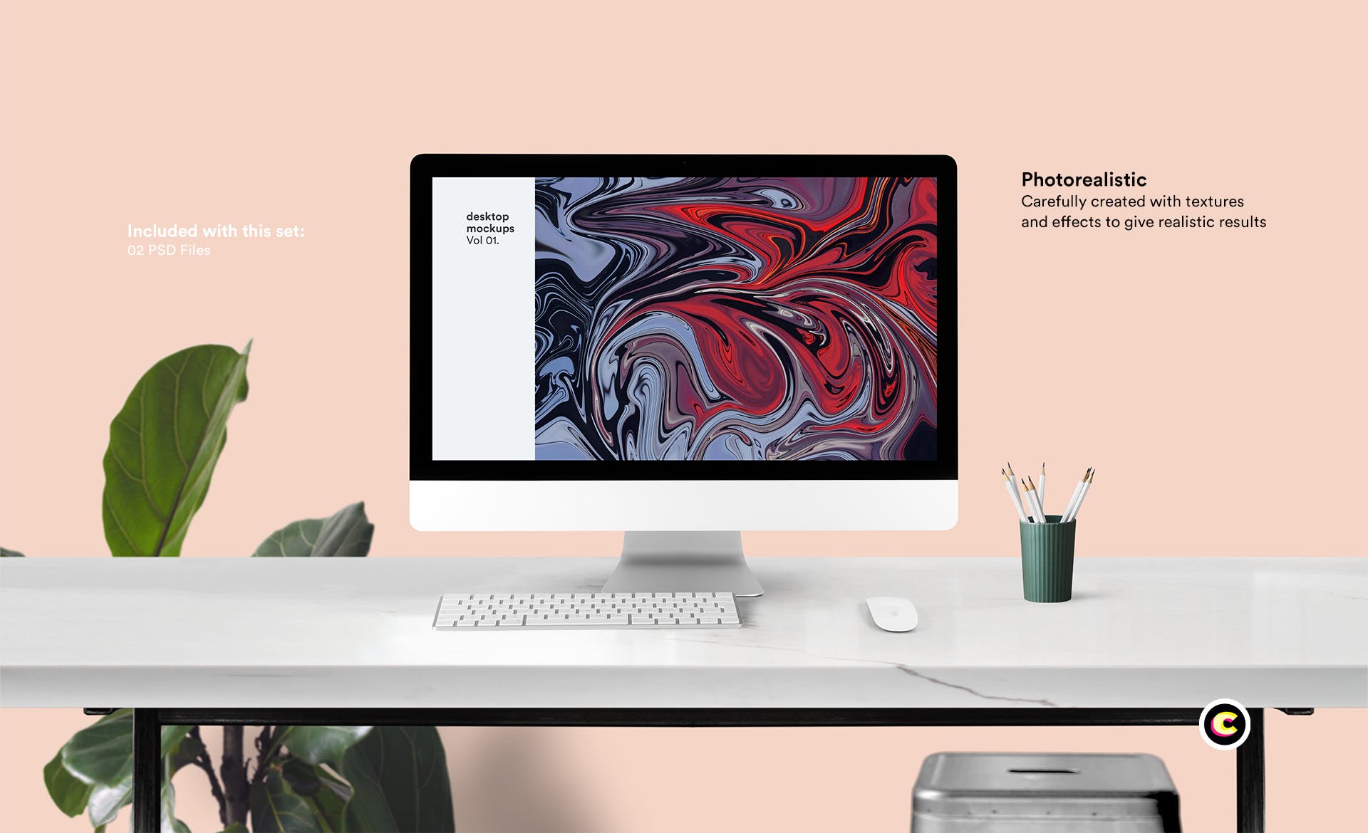 现代简约风办公场景一体机电脑素材库精选样机模板 Desktop Mockups插图(2)